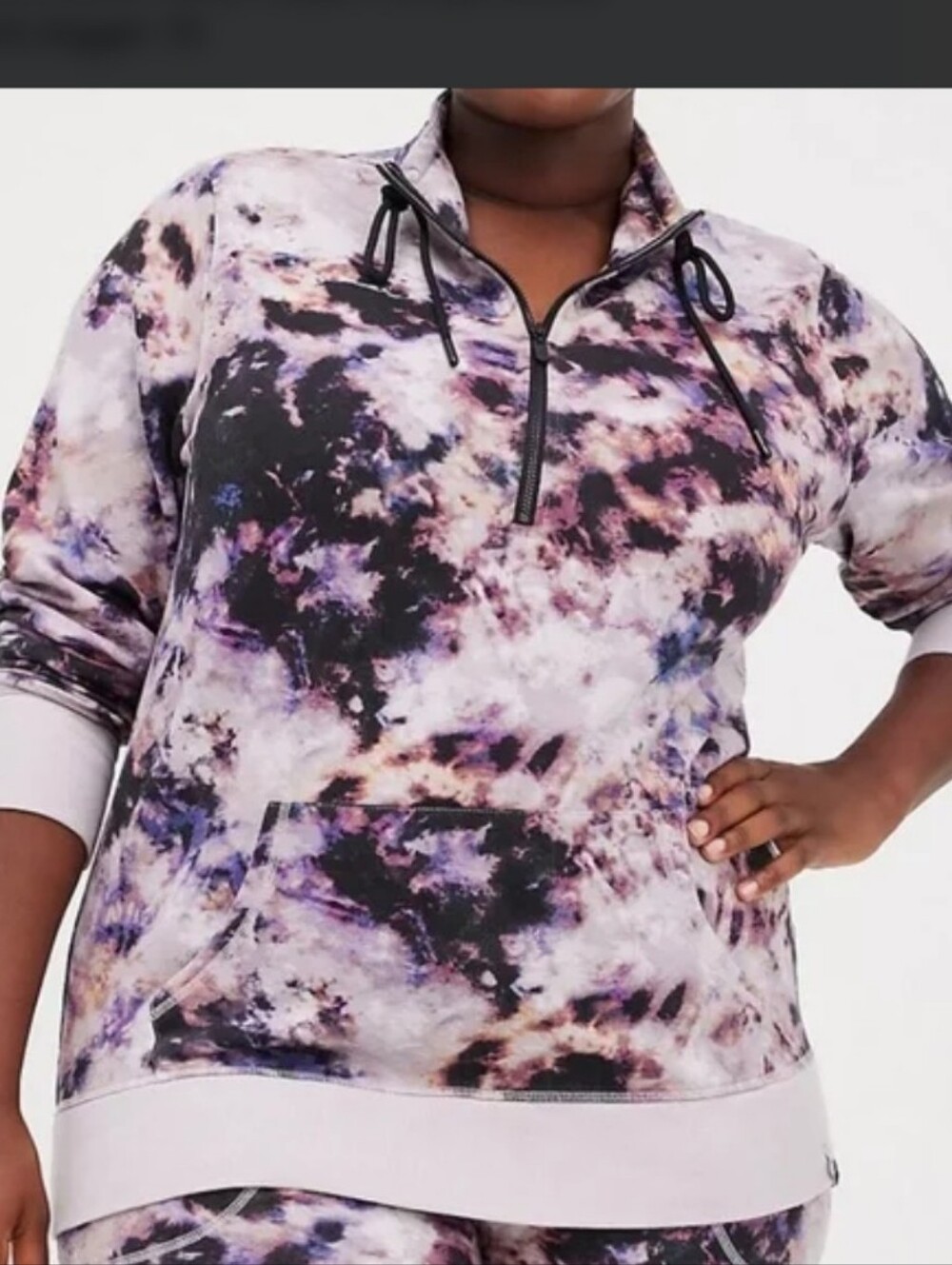 Torrid Tie-Dye Quarter-Zip Hoodie in Purple and Black Sz 6 (30)